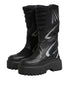 Dolce & Gabbana Black Leather Mid Calf Biker Boots Shoes