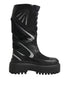 Dolce & Gabbana Black Leather Mid Calf Biker Boots Shoes