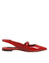Dolce & Gabbana Red Leather Slingback Flats Sandals Shoes