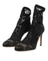 Dolce & Gabbana Black Stretch Socks Taormina Lace Boot Shoes