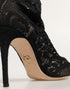 Dolce & Gabbana Black Stretch Socks Taormina Lace Boot Shoes