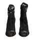 Dolce & Gabbana Black Stretch Socks Taormina Lace Boot Shoes