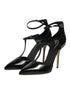 Dolce & Gabbana Black Leather T-STRAPS Heels Sandals Shoes