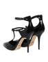 Dolce & Gabbana Black Leather T-STRAPS Heels Sandals Shoes