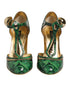 Dolce & Gabbana Green Leather T-STRAPS Heels Sandals Shoes