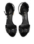 Dolce & Gabbana Black Studded Ankle Strap Sandals Shoes