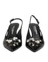 Dolce & Gabbana Black Patent Leather Crystal Slingback Shoes