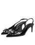Dolce & Gabbana Black Patent Leather Crystal Slingback Shoes