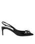 Dolce & Gabbana Black Patent Leather Crystal Slingback Shoes
