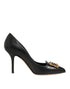 Dolce & Gabbana Black Leather DG Amore Heels Pumps Shoes