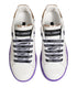 Dolce & Gabbana White Purple Leather Low Top Sneaker Shoes