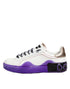 Dolce & Gabbana White Purple Leather Low Top Sneaker Shoes