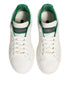 Dolce & Gabbana White Green Leather Low Top Sneakers Shoes