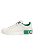 Dolce & Gabbana White Green Leather Low Top Sneakers Shoes