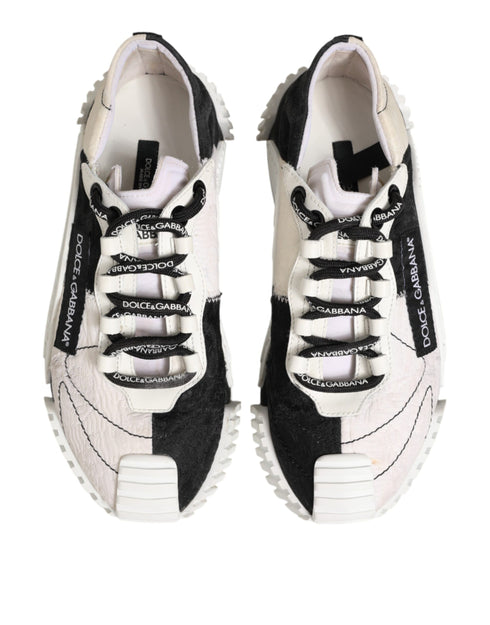 Dolce & Gabbana White Black Leather NS1 Sneaker Shoes