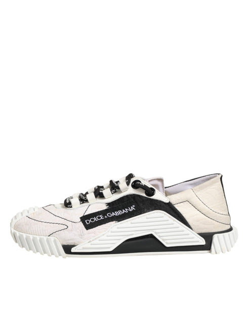 Dolce & Gabbana White Black Leather NS1 Sneaker Shoes