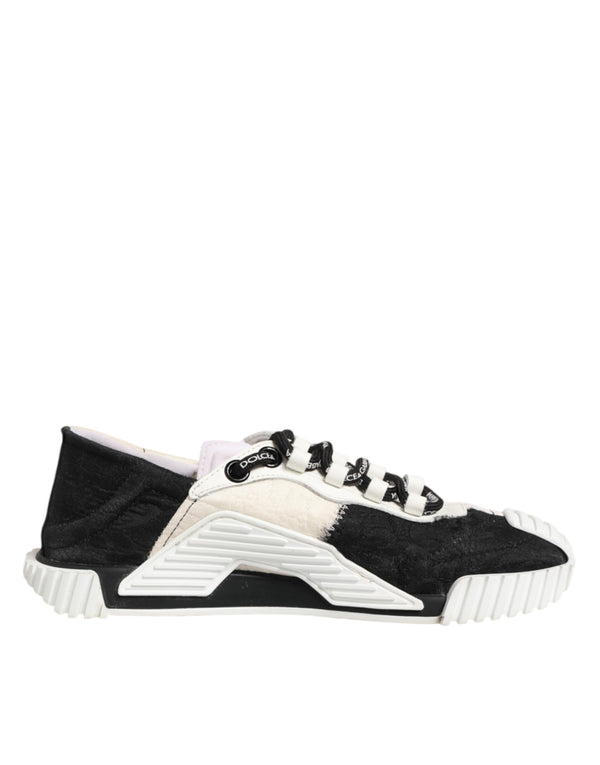 Dolce & Gabbana White Black Leather NS1 Sneaker Shoes