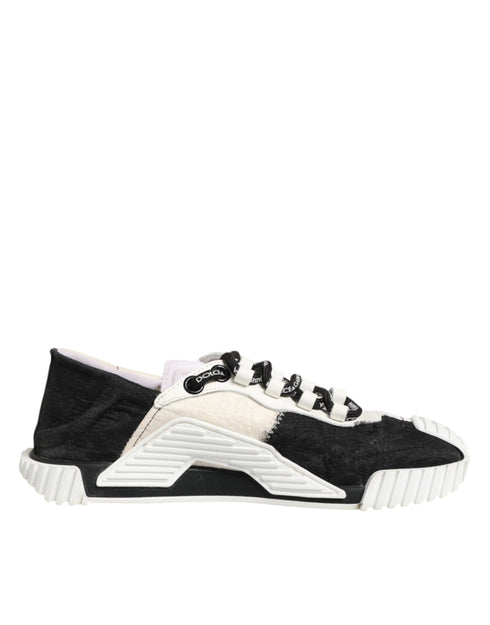 Dolce & Gabbana White Black Leather NS1 Sneakers Shoes