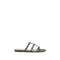 Valentino Garavani Black Calf Leather Bos Taurus Flat Sandals