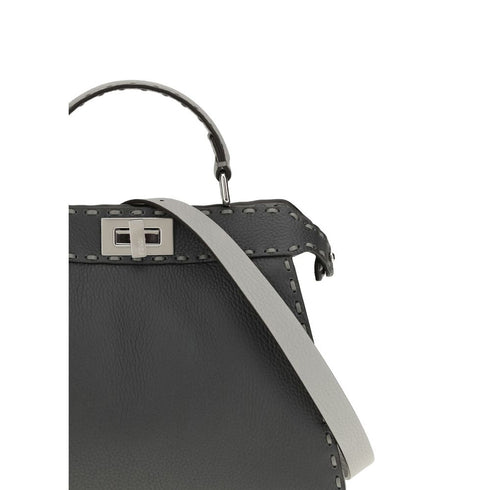 Fendi Gray Leather Shoulder Bag