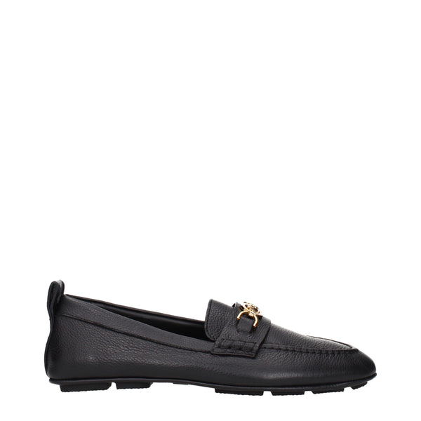 Versace Black Leather Slip-On Loafers