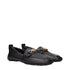 Versace Black Leather Slip-On Loafers