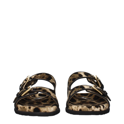 Dolce & Gabbana Beige Velvet Slippers