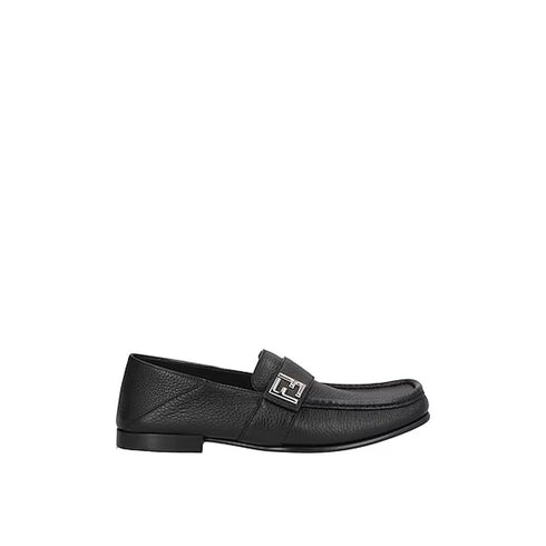 Fendi Black Calfskin Slip-On Loafers