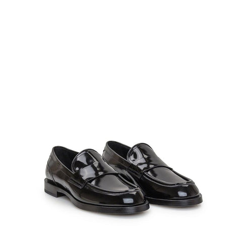 Dolce & Gabbana Black Calfskin Slip-On Loafers