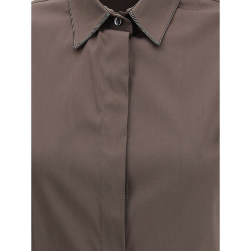 Brunello Cucinelli Brown Cotton Shirt