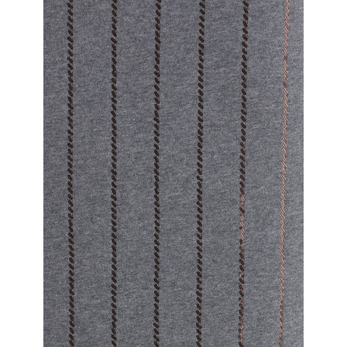 Brunello Cucinelli Gray Polyester Midi Skirt