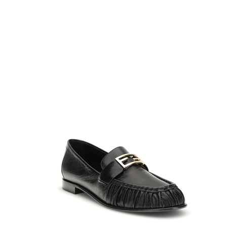 Fendi Black Calf Leather Bos Taurus Slip-On Loafers