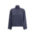 Brunello Cucinelli Blue Fleece Wool Turtleneck