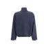 Brunello Cucinelli Blue Fleece Wool Turtleneck