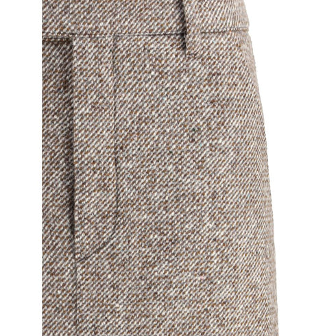 Brunello Cucinelli Brown Fleece Wool Long Skirt