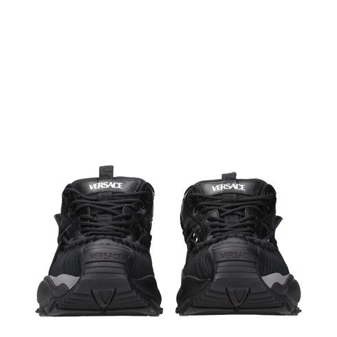 Versace Black Leather Athletic Sneakers