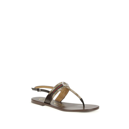 Gucci Brown Calf Leather Bos Taurus Flat Sandals