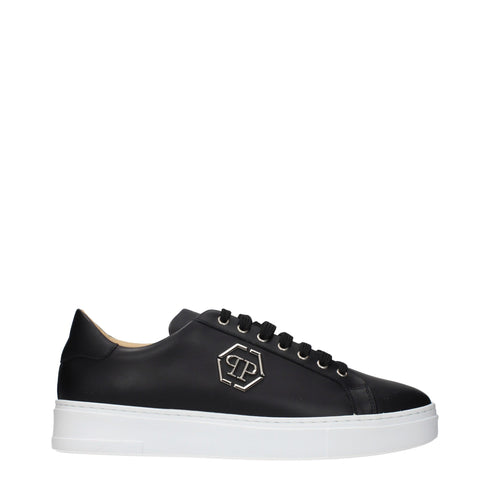 Philipp Plein Black Leather Low Top Sneakers