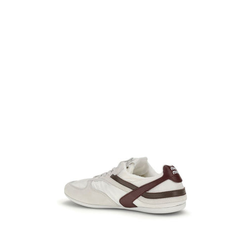 Miu Miu White Calf Leather Bos Taurus Athletic Sneakers