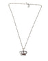 Dolce & Gabbana Silver Tone Brass Chain Crown Crystal Pendant Necklace