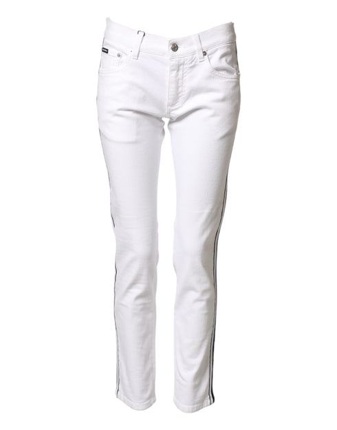Dolce & Gabbana White Cotton Stretch Skinny Men Denim Jeans