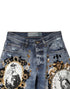 Dolce & Gabbana Blue Ripped Embellished Cotton Denim Jeans