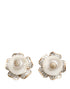 Dolce & Gabbana Gold Tone Maxi Faux Pearl Floral Clip-on Jewelry Earrings