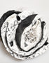 Dolce & Gabbana Black White Silk Floral Lace Crystal Accessory Hair Claw