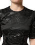 Dolce & Gabbana Black Embellished Short Sleeve Sheath Dress