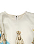 Dolce & Gabbana Beige Madonne Print Silk Short Sleeve Dress
