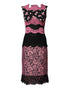 Dolce & Gabbana Black Pink Floral Lace Silk Sheath Dress