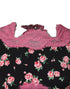 Dolce & Gabbana Black Pink Floral Lace Silk Sheath Dress