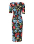 Dolce & Gabbana Black Floral Print Viscose Sheath Midi Dress