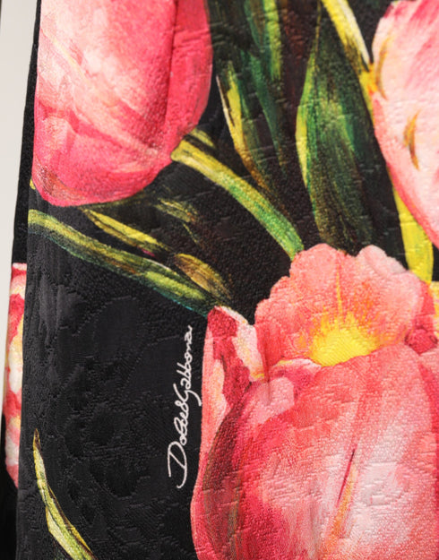 Dolce & Gabbana Black Floral Print Viscose A-line Mini Dress